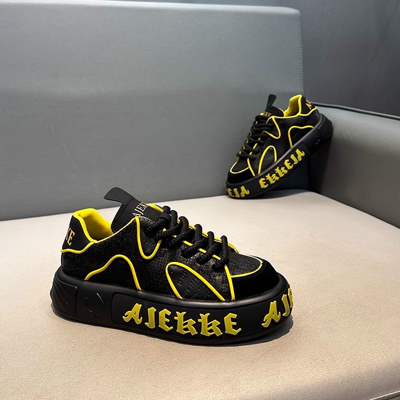 Free shipping designer casual shoe men black yellow white comfortable breathable height increase wear-resisting outdoor sport shoe new