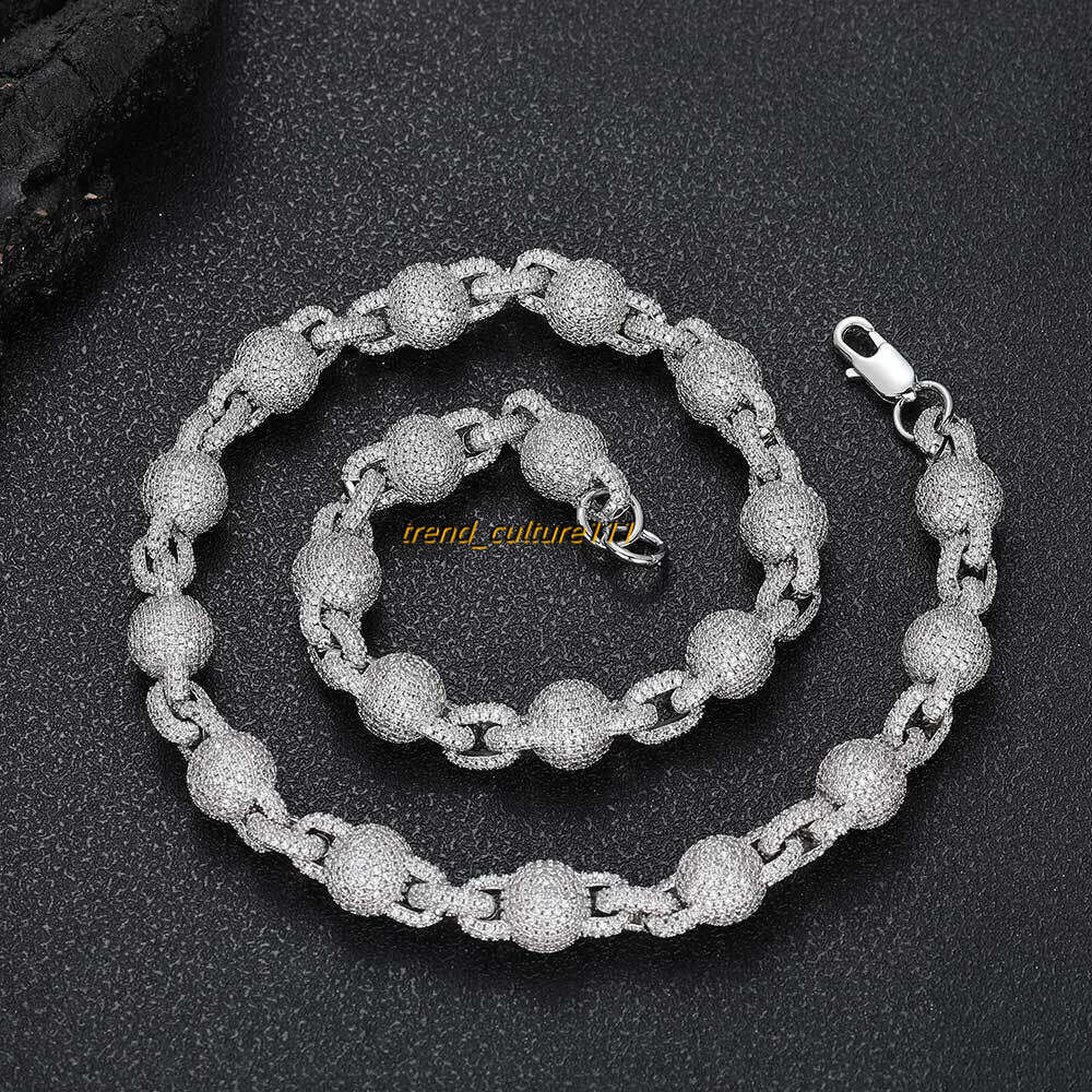 Hip Hop Jewelry 10.5mm Dia Bubble Ball Chain Moissanite Accessories Men's Necklace