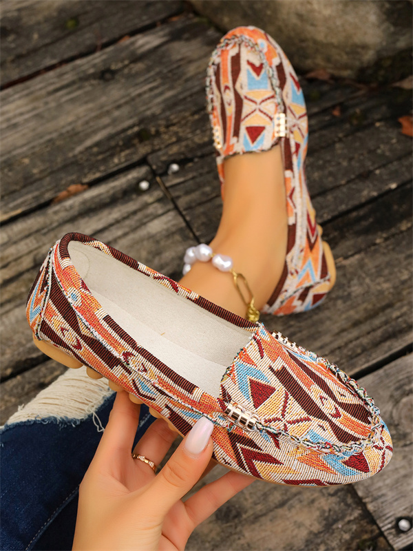 free shipping designer shoes for women 2025 new flat top plus color blocked floral fabric casual and fashionable outerwear size 35-44