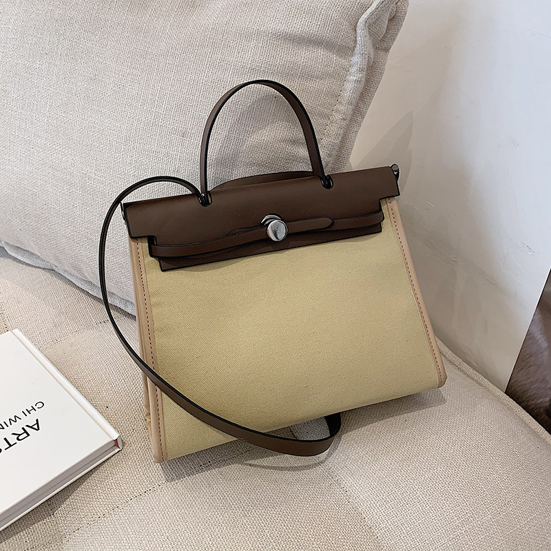 European and American fashion tote bag new canvas women's bag retro briefcase handbag single shoulder and cross body bag