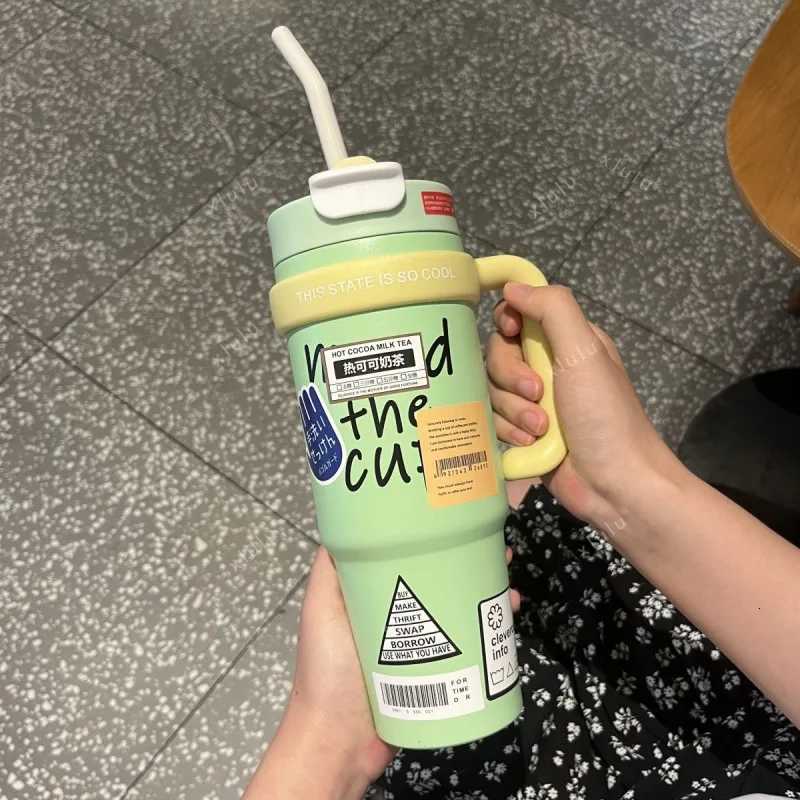 1000ml new water cup thermal insulation and cold preservation Big Mac Bingba cup large capacity stainless steel thermos cup C251114