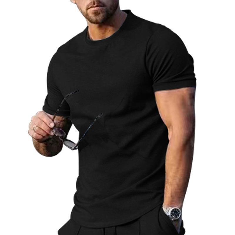 Summer vacation men's clothing 2025 short sleeved solid color top trendy loose T-shirt for men