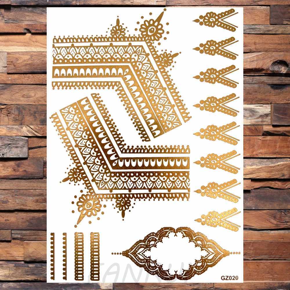 Real nail flower lace temporary tattoo suitable for female adults fake jewelry pendant moon tattoo sticker gold hand water transfer tattooXJ25414