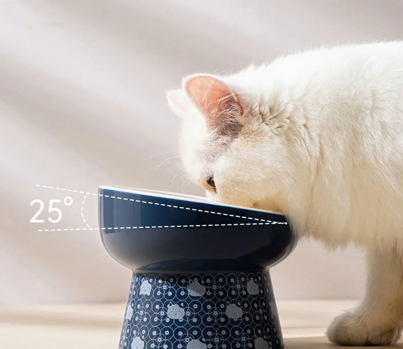Japanese style cat bowl ceramic double bowl anti knock food bowl dog bowl cat beverage bowl automatic beverage pet supplies 250414