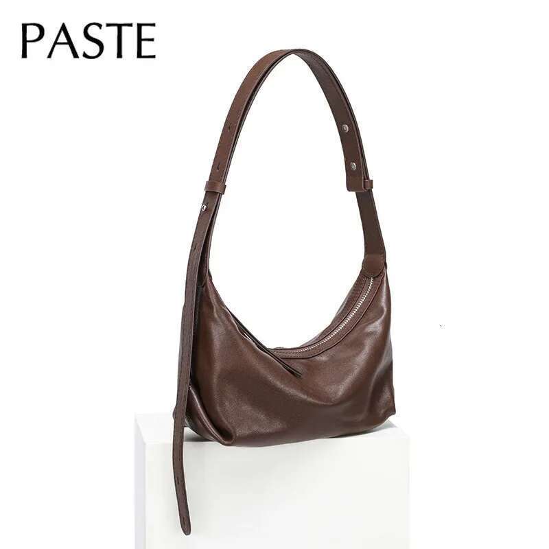 Designer Bag Less Is More Minimalist Style Coffee Color Hobo Tote Vegetable Tanned Cow Leather Women Shoulder Bag Adjustable Handle Handbag