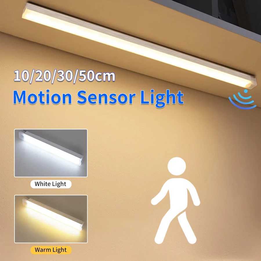 Motion Sensor Light Wireless Rechargeable LED Night Light Closet Cabinet Wardrobe Lamp Kitchen Staircase Backlight 10/20/30/50cm M251114