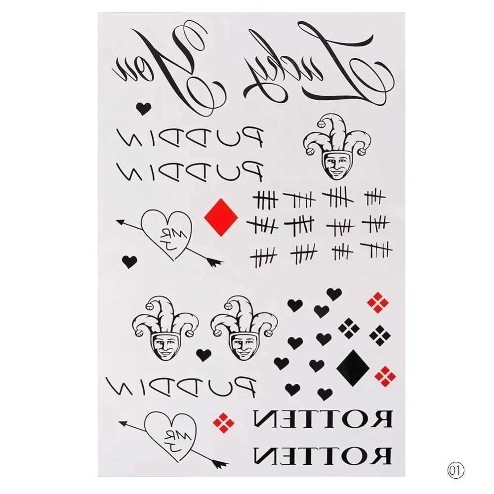 4 styles of waterproof temporary tattoo stickers skeleton clown patterns tattoos water transfer body art fake tattoosXJ25414