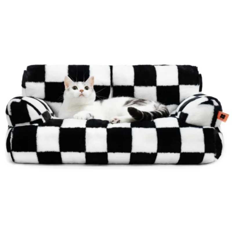 Mewoofun pet sofa bed 26 19 13 inches washable cat bed suitable for medium-sized and small dogs cats up to 25 pounds fluffy cat sofa black and white X