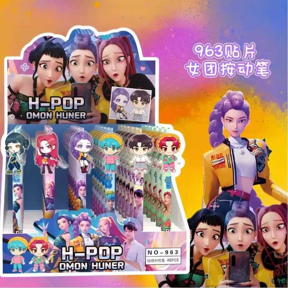 6 Pcs KPop Demon Hunters Black Ink Pen Student Writinng Draw Gel Pen Anime Figure Stationery Study Supplies Gift 05mm Z251111