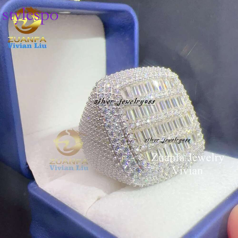 Hip Hop Sterg Sier Vvs Moissanite For Men Dia Gold Plated Custom Iced Out Jewelry Ring