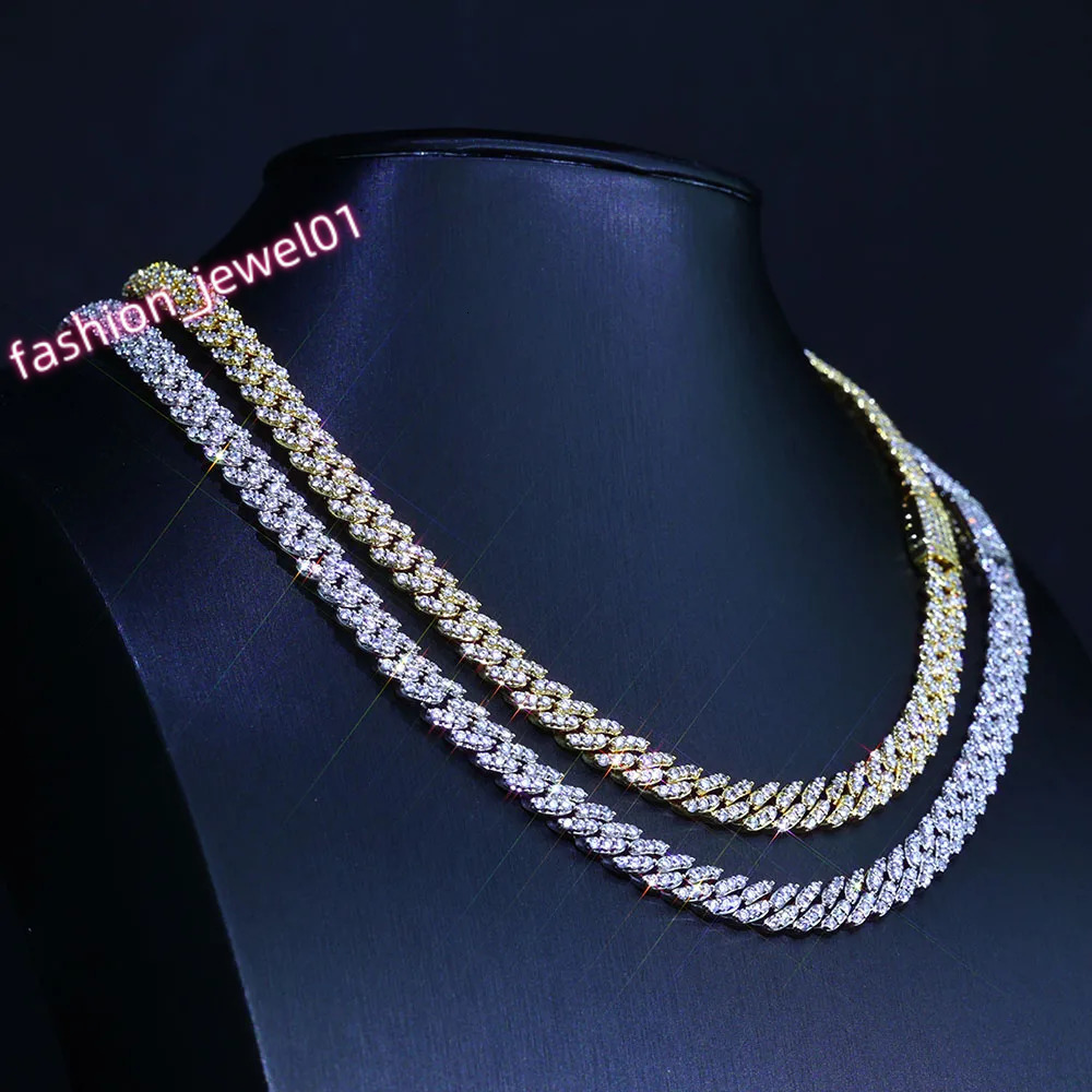 ESKEEM 8MM 1Row Iced Out Cuban Necklace Bling CZ Miami Cuban Link Chain For Women Mens Hip Hop Jewelry Gifts