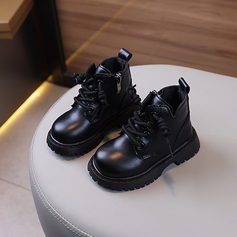 Autumn Winter Toddler Boots Boys Girls Leather Boots Plush Kidszworld Fashion Waterproof Non-slip Warm Kids Boots Shoes 21-30 K0358