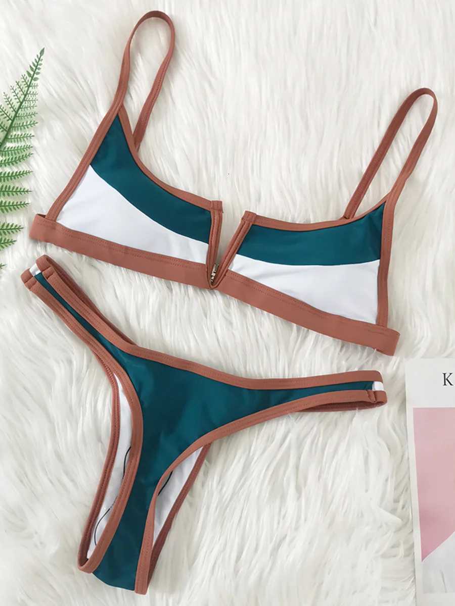 Splicing Denim V Shaped Thong Bikini Women Swimsuit Female Swimwear Two Pieces Bikini Set Bather Push Up Bathing Suit Swim LadyW251113
