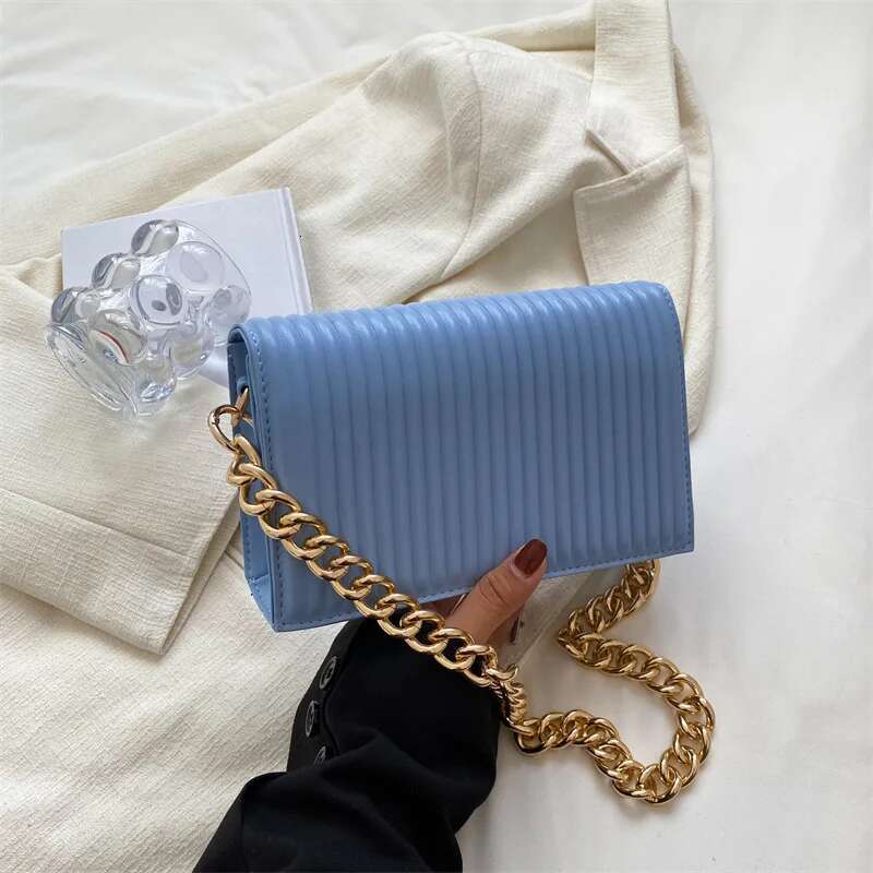 CBAG 2022 Fashion Thick Chain Designe Shoulder Bag Women Solid Simple Handbags Quality PU Leather Female Crossbody Bags