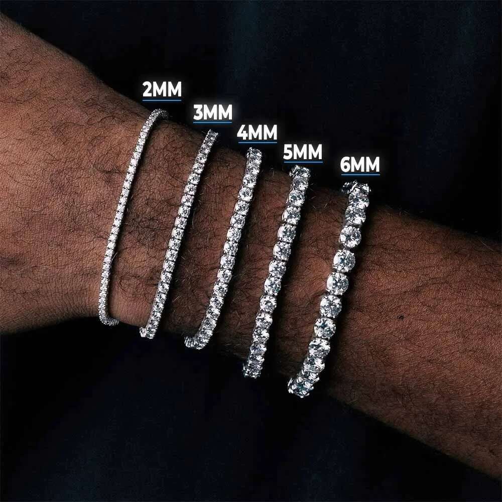 Moissanite Chain 925 Sterling Silver Bracelet Hip Hop Jewelry 3/4/5/6MM Bling Ice Out VVS with GRA Tennis Bracelet for Women Man