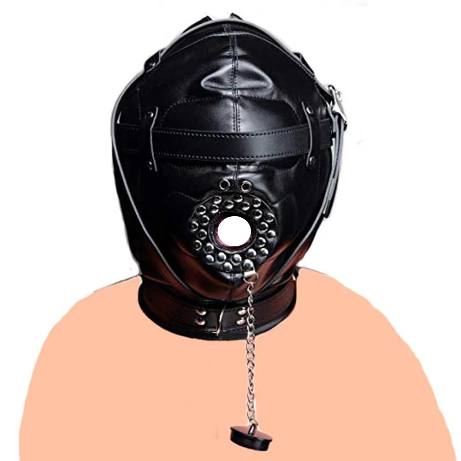 SM Leather Padded Hood BlindfoldHead Harness Mask Gag BDSM Bondage Sex Toys For Couples Accessories 250410