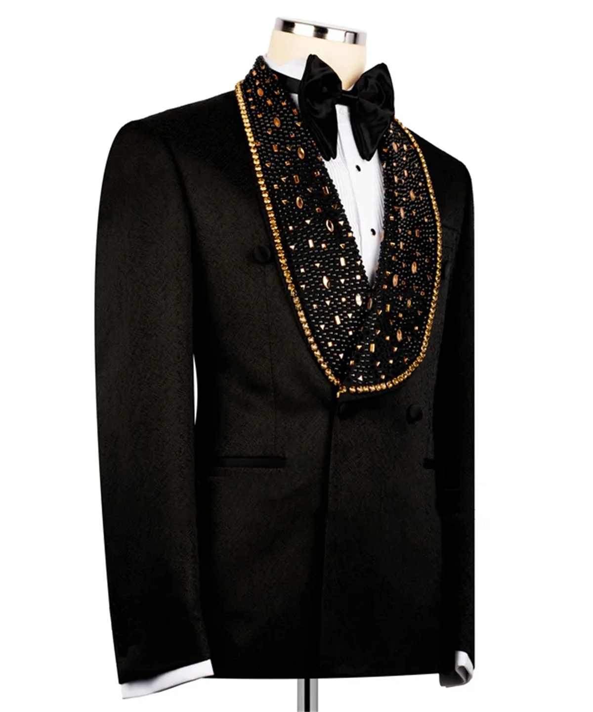 Men's Suit for Wedding Tailored Beading Shawl Lapel Blazers One Piece Only the Jacket Crystal Groom Jacket Double Breasted Custom Made Prom Eveni