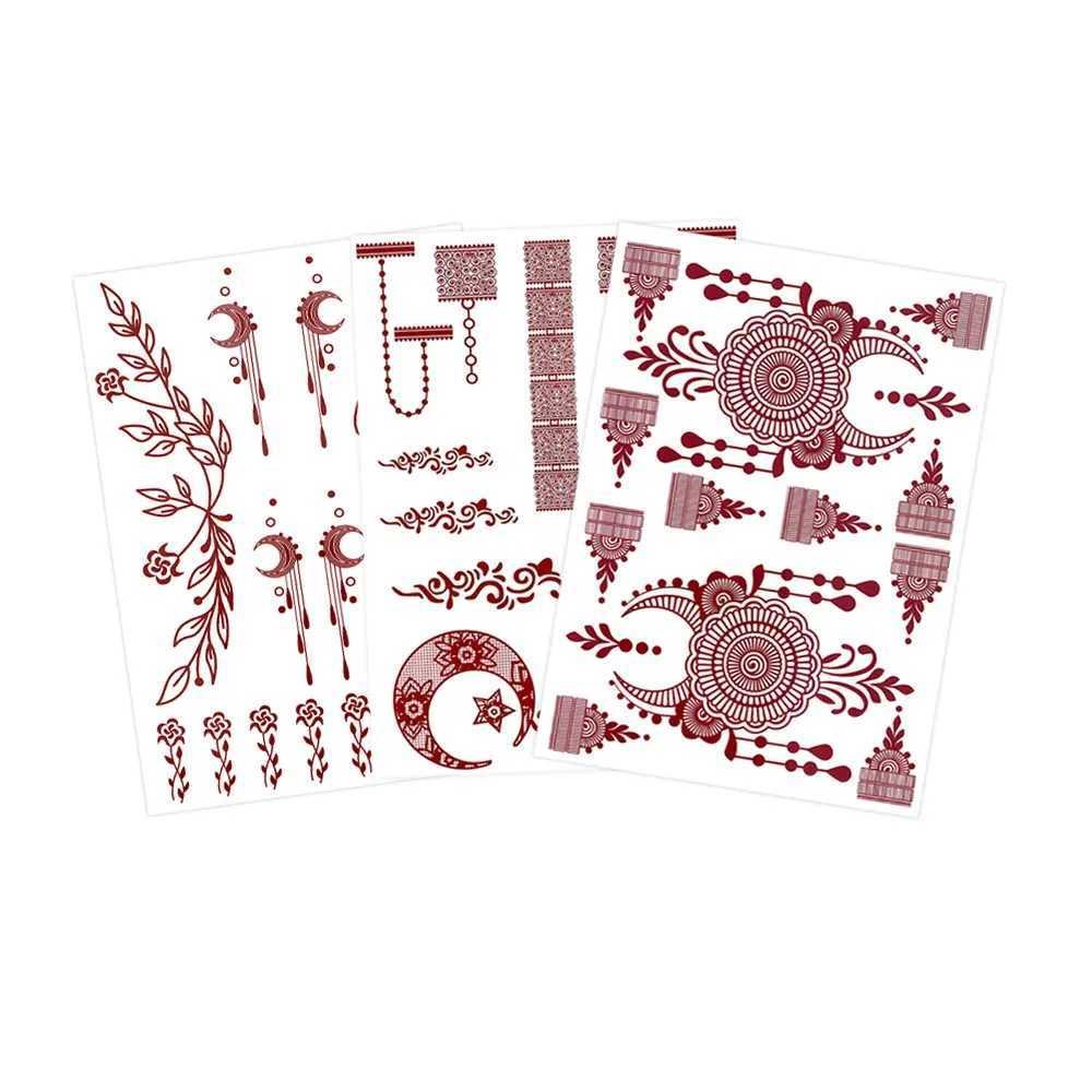 Moon pattern fake tattoo female disposable nail flower tattoo sticker hand flower leaf temporary tattoo Ramadan body decorationXJ25414