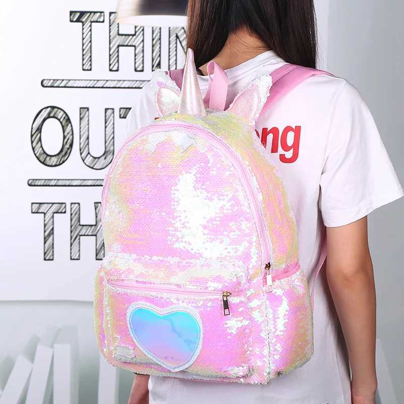 Unicorn Large Capacity Mermaid Sequin Backpack Student Cute Cartoon Casual Backpack Female SchoolbagW251113