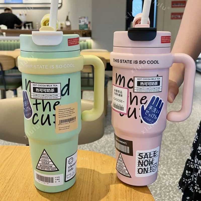 1000ml new water cup thermal insulation and cold preservation Big Mac Bingba cup large capacity stainless steel thermos cup C251114