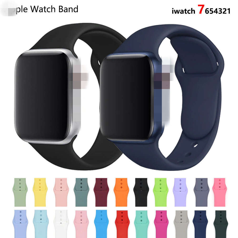 Suitable for Apple watch7654321 generation SE sports watch with silicone classic monochrome single buckle strap
