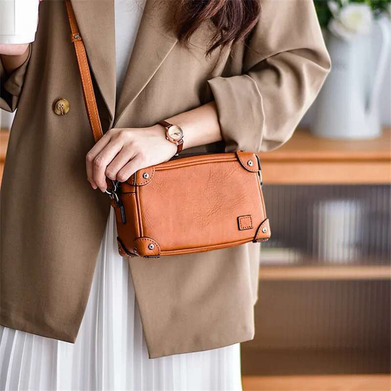 PNDME Fashion Vintage Genuine Women's Shoulder Weekend Daily Natural Cowhide Leather Female Crossbody Bag