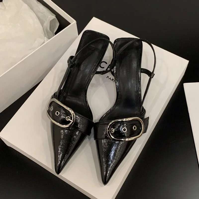 Mid Heels Pointed Toe Sandals Women Shoes Designer 2024 New Walking Slippers Summer Casual Party Pumps Mujer atillas Slides