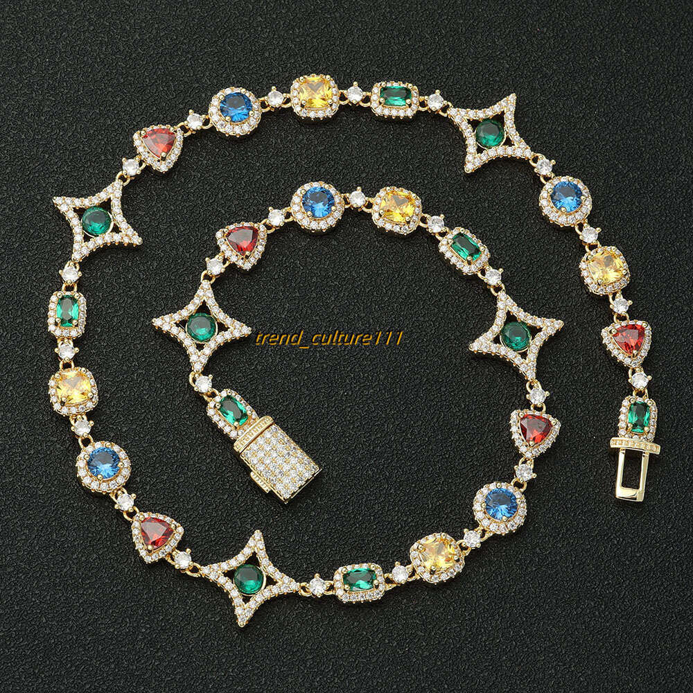 Jewelry, hip-hop, colorful necklace, women's accessories, high-end Moissanite men's bracelet