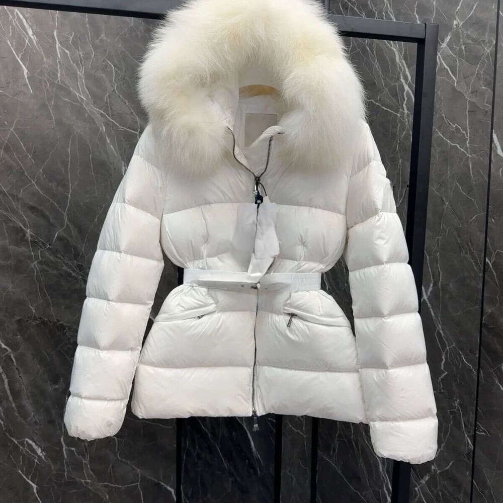 Complete Winter Jacket Fox Duck Down Fur Collar Waist-Cinching Thick Slim-Fit Short Coat Slimming New B2