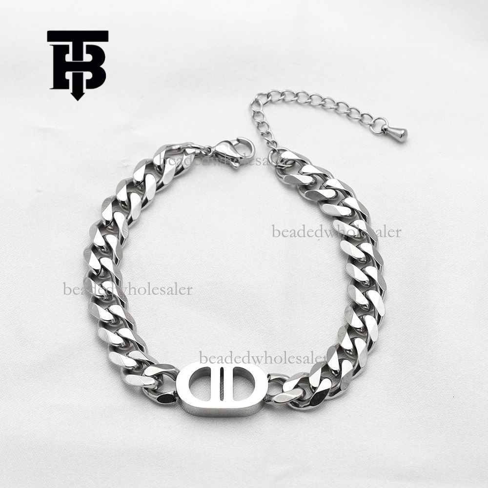 TB BHULAMTE Designer Fashion Pig Nose Titanium Steel Necklace Hip Hop Personalized Cuban Chain 18K Gold Double D Bracelet Pearl Earrings Non Fading Lu