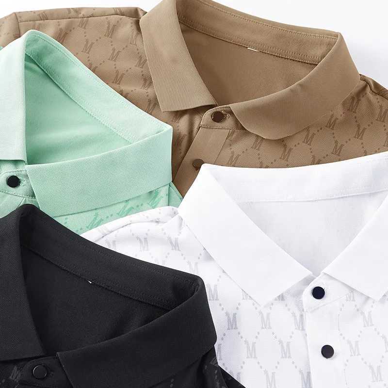 High quality ice silk polo shirt mens summer short sleeved shirt luxurious embroidery business casual golf polo shirt mens clothing W250414