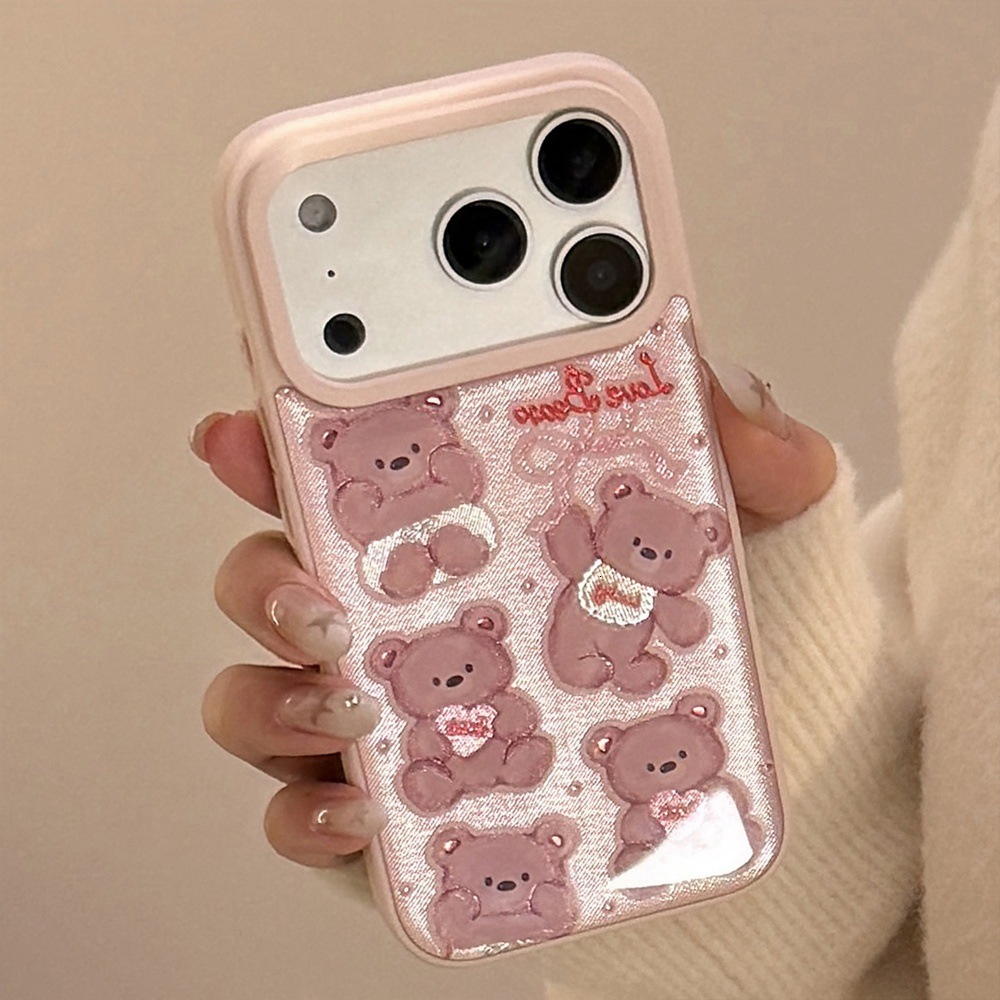 Cute Bear Cartoon Phone Case Compatible with iPhone 17/16 Pro Max Adorable Full Coverage iPhone 15/14 Pro