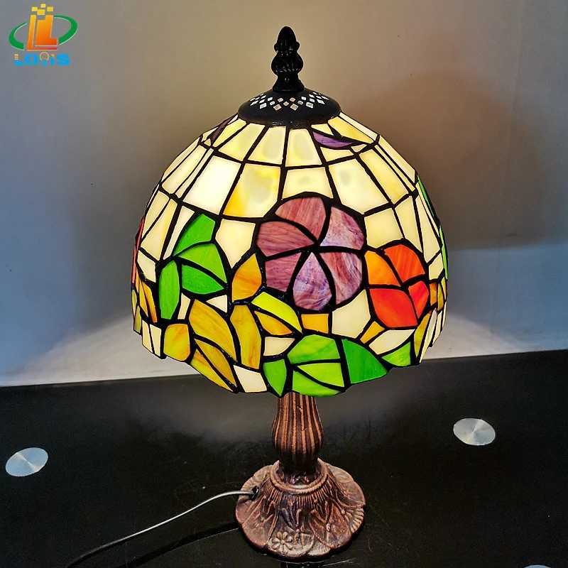 8-Inch Petunia Table Lamp Tiffany Style Hand-welded Inlaid Art Glass Bedroom Reading Study Night Light E27 110V 120V 220V 230V M251114