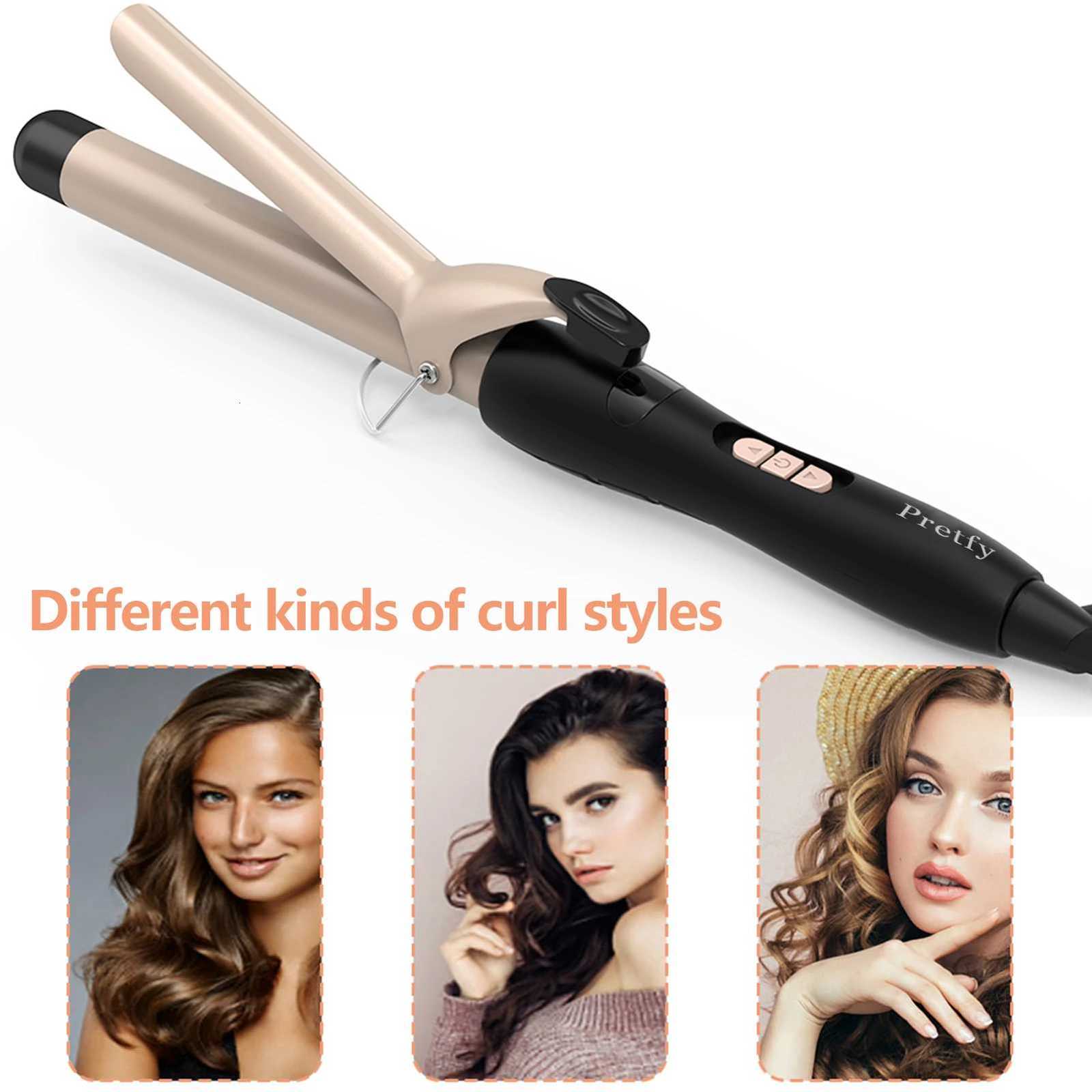 Pretfy 1 inch Hair Curling Iron Hair Curler Temperature Adjustable LCD Temp Display Hair Styling Tool Anti-scald Auto Shut-OffT251114