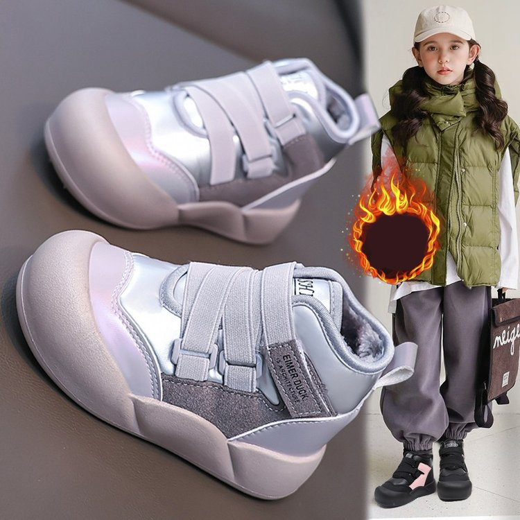 Winter Fashion Children Youth Waterproof Leather Walkfashion Girls Sneaker Rubber Hiking Shoe Kids Toddler Snow Warm Boots Fur Shoes Sizes 27 - 37 dh1