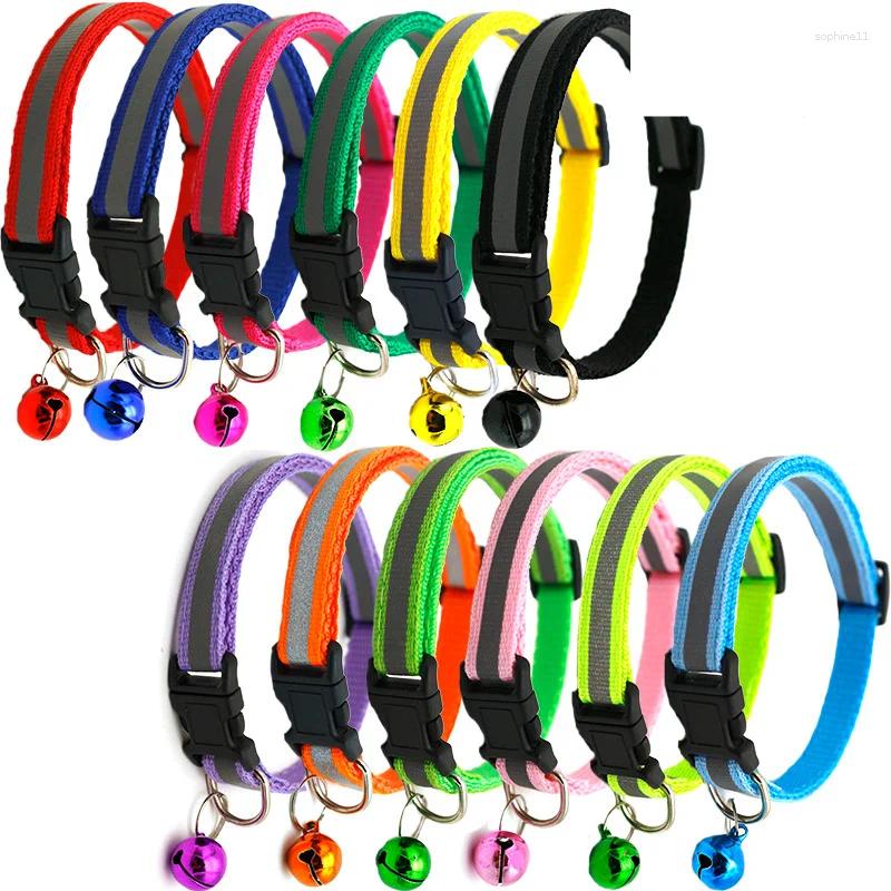 Update 100Pcs Pet Reflective Cloth Collar Cat Dog Bell Luminous