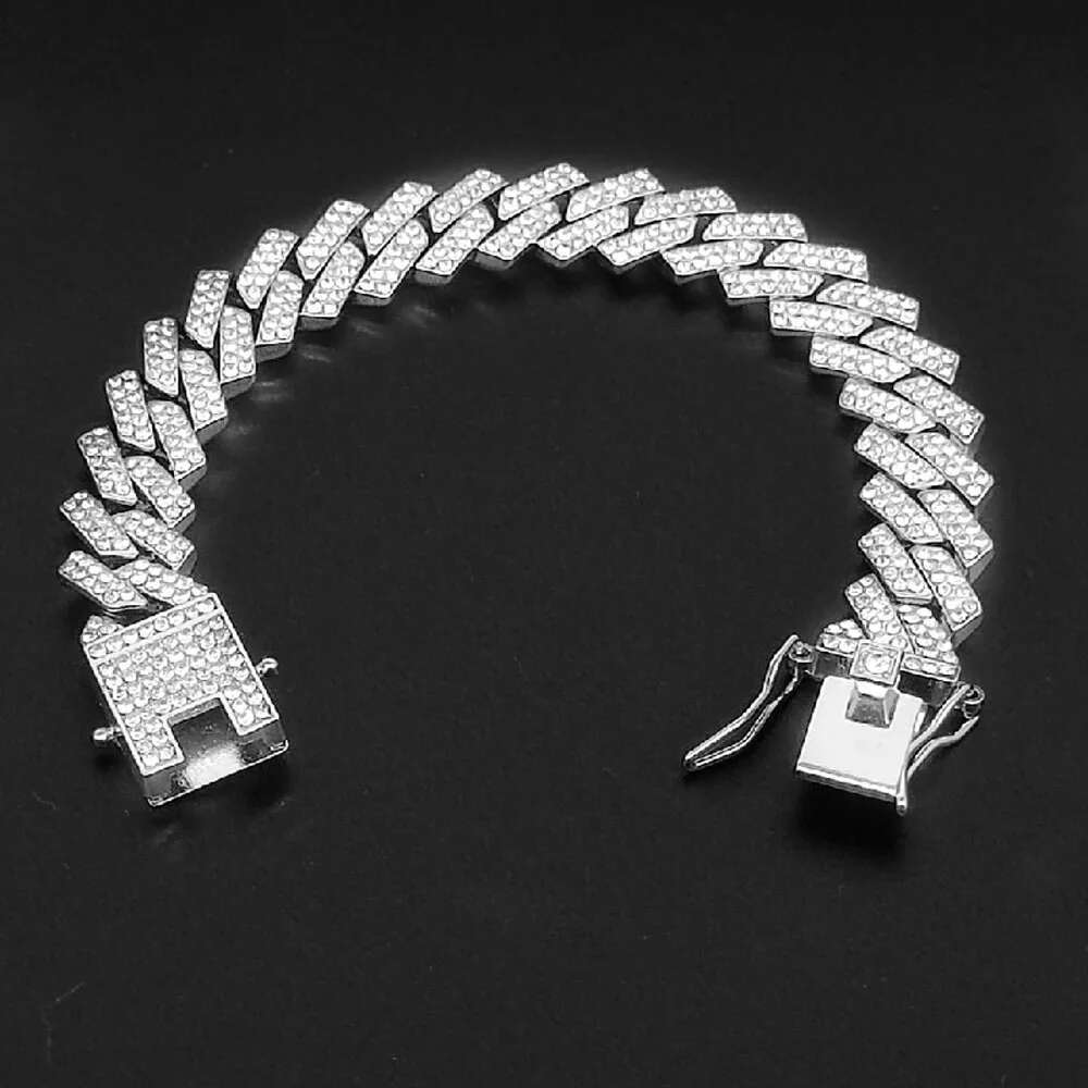 13mm Rhinestone Iced Out Square Miami Cuban Link Chain Necklaces For Men Women Rose Gold Silver Color Hip Hop Jewelry Neck Gift