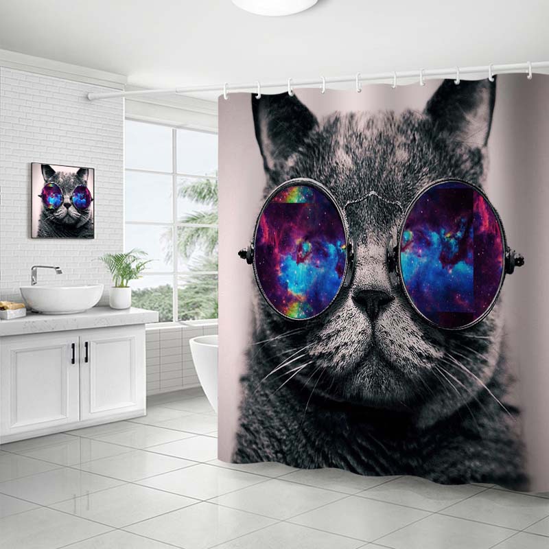 YL-37363 Customized 3D High-Definition Digital Printed Polyester Waterproof and Mildew-Proof Shower Curtain Set