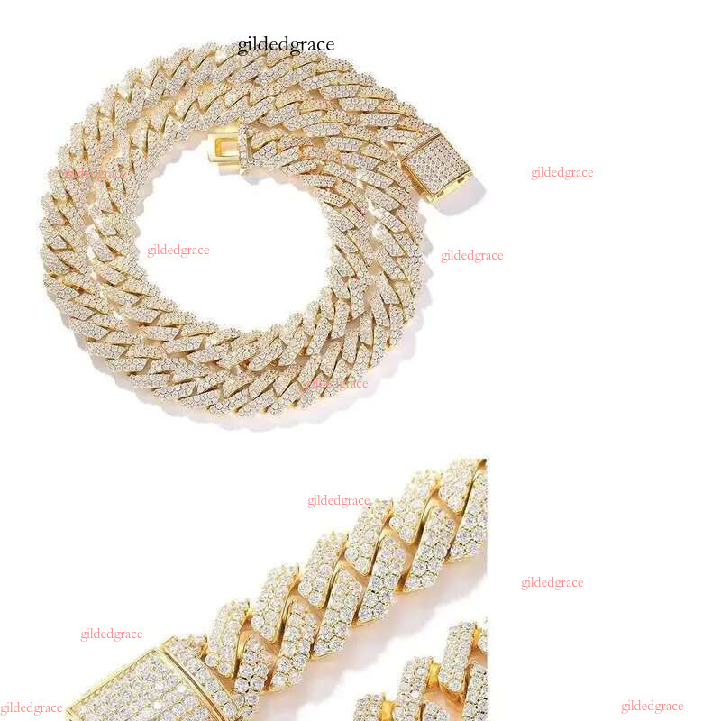 European and American Hip Hop S Sier Cuban Designer Rap Copper Set with Zircon 14mm Full Dia Men's Collar Necklace