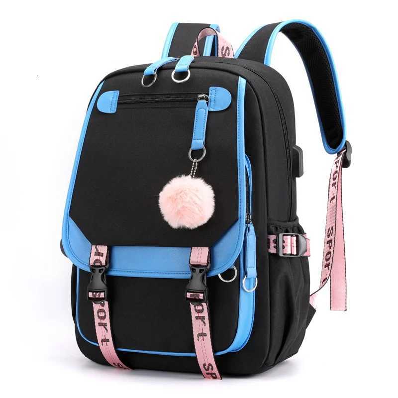 School Backpacks for Young Boys Girls Bagpack College Students Kawaii School Bag Harajuku Fashion Travel Rucksack Black Pink BagW251113