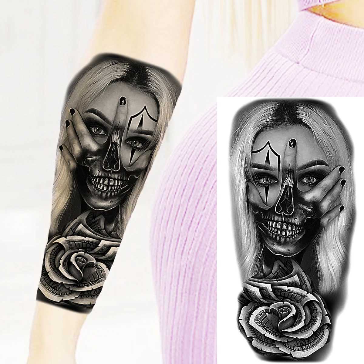 3D Joker Halloween Female Temporary Tattoo Real Lion Compass Wolf Pirate Fake Tattoo Sticker Joker TattooXJ25414