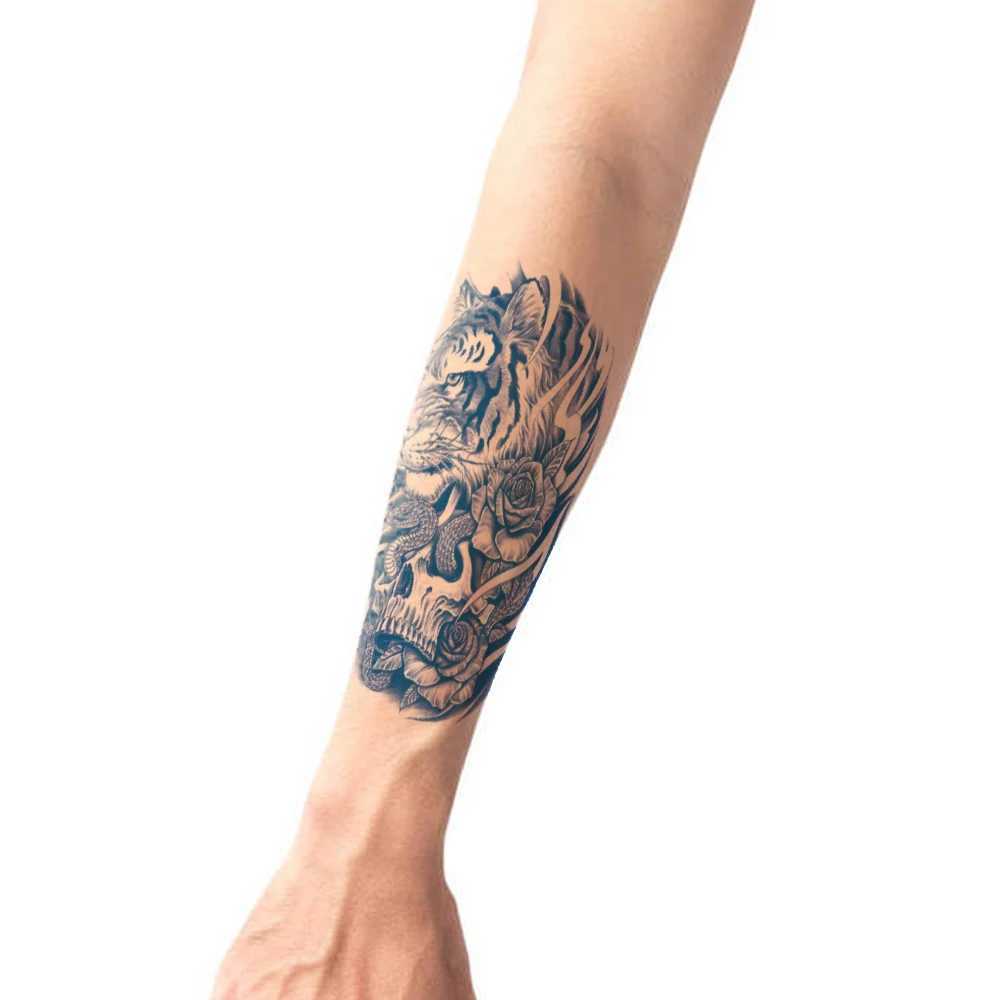 Durable waterproof juice temporary fake tattoo sticker beast lion tiger wolf skull cross angel female cool body artXJ25414