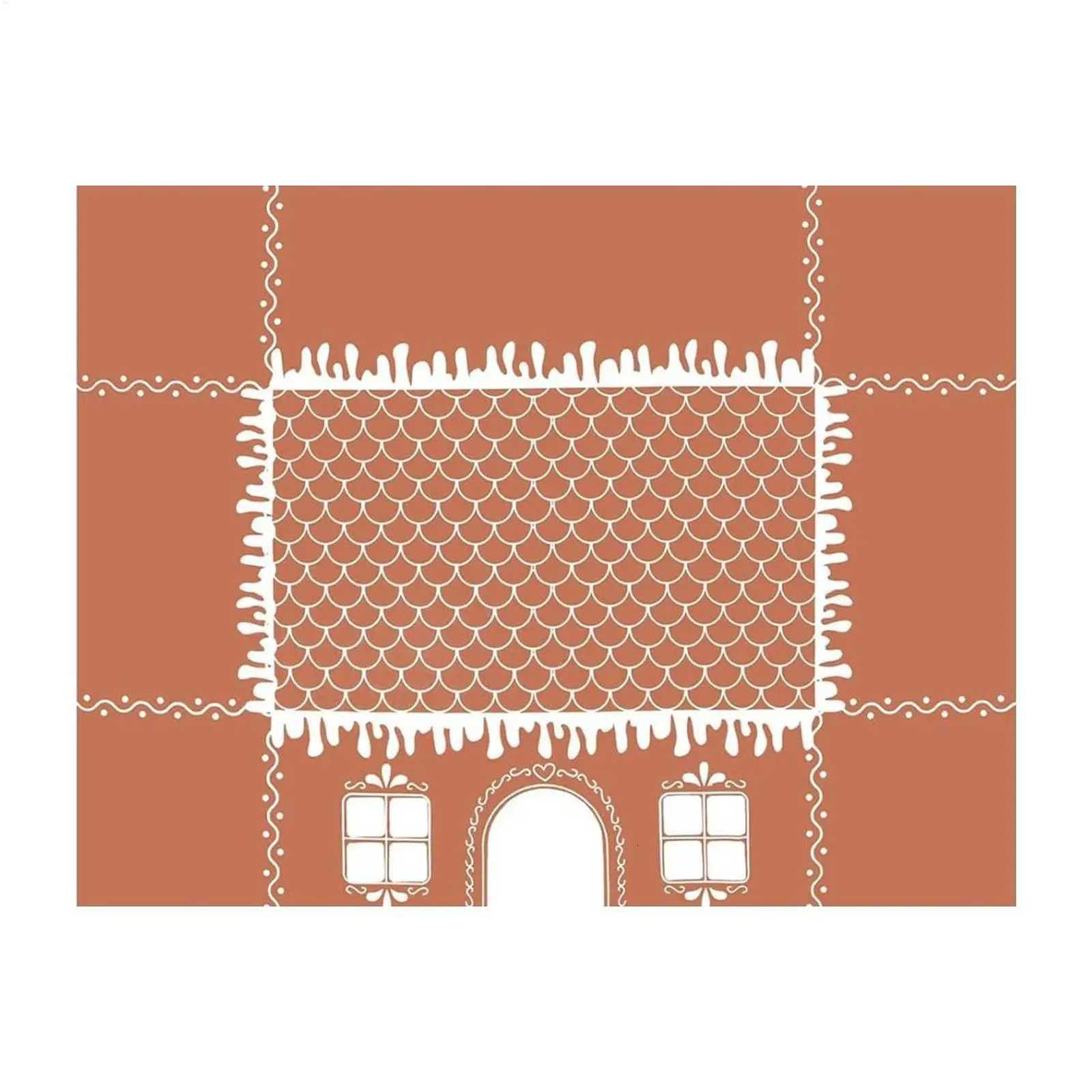 Christmas Tablecloth Christmas Gingerbread House Tablecloth Open Tent With Festive Village Playhouse Design For Gingerbread Party Decor Y251113