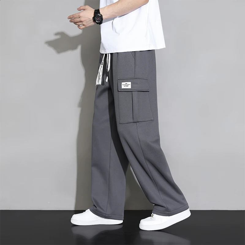 Korean autumn plus size sports pants loose mens casual work 250407