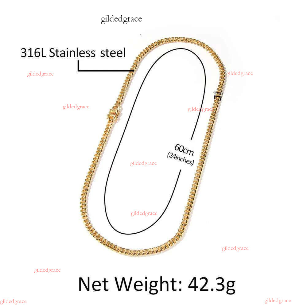 8mm/10mm/12mm/14mm/16mm Miami Cuban k Chain Stainless Steel Mens 14K Gold Chains High Polished Punk Curb Necklaces NO2