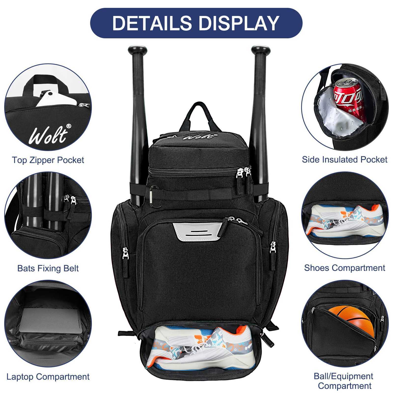 Wolt Basketball Backpack Bag with Separate Ball Compartment and Shoes PocketLarge Sports Equipment Bag for Basketball SoccerW251113