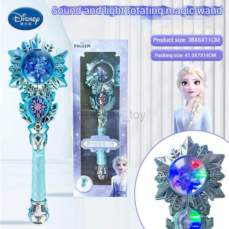 Cartoon Disney Frozen Princess Elsa Glowing Rotating Music Fairy Wand Sparkling Stick Childrens Toy Girl Birthday Childrens Christmas Gift Y2504014