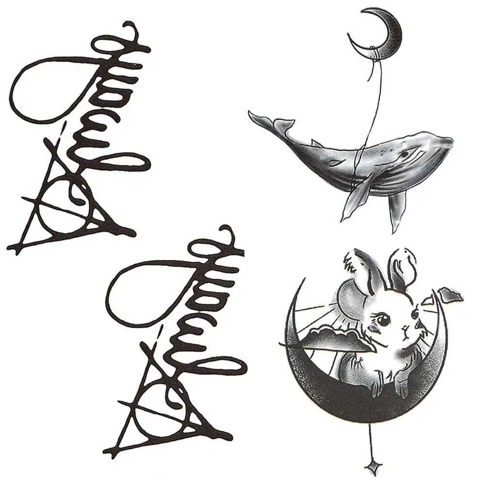 Simulated Whale Moon Student Male Female Temporary Tattoo Sticker CoupleXJ25414