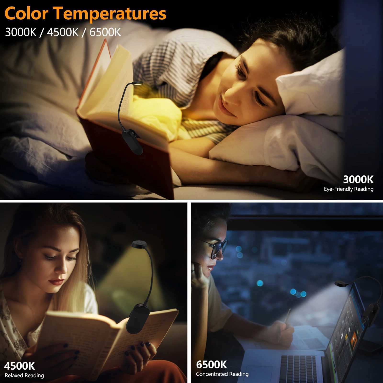 LED dimmable wireless desk lamp USB rechargeable reading light LED night light laptop light foldable book clip light M251114
