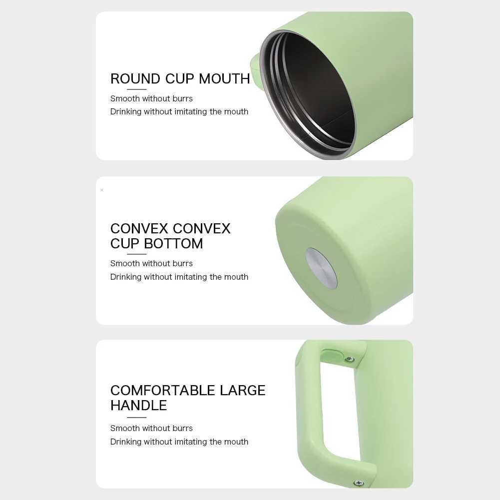 40oz Thermal Mug With Handle Insulated Long Straw Tumbler With Lids 304 Stainless Steel Coffee Tumbler Termos Cup for Travel Mug C251114